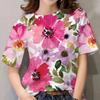2024 Топ, женская футболка с цветочным принтом, женская футболка большого размера, популярная одежда, женская одежда, футболки с короткими рукавами, блузка 5XL