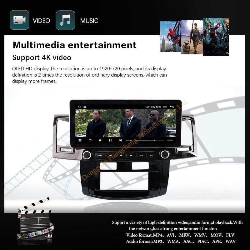 12.3" For Toyota Fortuner Hilux MT 2007-2015 Car Multimedia Player GPS Navigation Android12 8+128G 8Core CarPlay 4G 360Camera