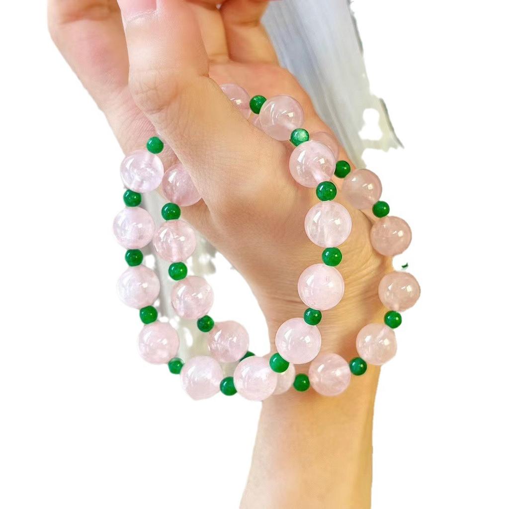 Retro Natural Powder Crystal Contrasting Color Jade Color Quartzite Gypsy Star Bracelet Atmosphere Bracelet Female Girlfriend