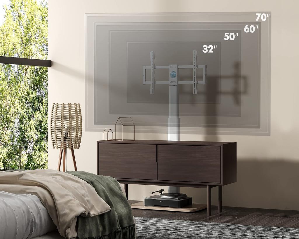 FITUEYES TV Совместимость с телевизором с высотой в дюймах, грузоподъемность, деревянная подставка, белая подставка, настенная подставка, 32-70 телевизоров, регулируемая, 40 кг, зерно, пластина,