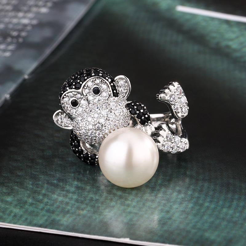 Жемчужное кольцо Милая милая обезьянка Австралия Белый жемчуг Наньянский жемчуг Мода Пригородная женская мода