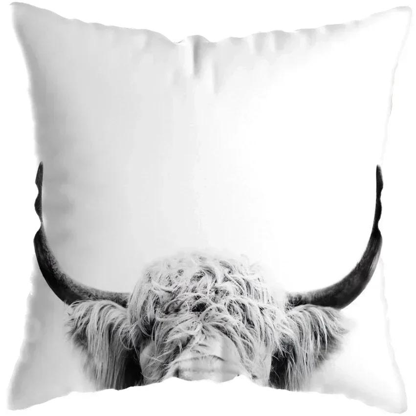 Scottish Highland Cow Yak Animal Doublesided Printed pillow cover Short plush Suitable living rooms sofas throw cushion cover