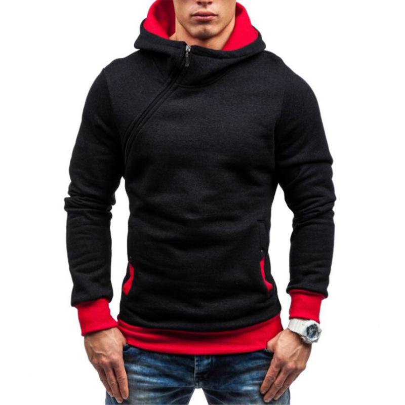 Men's Asymmetrical Zipper Hoodie - Autumn/Winter Collection, Multiple Colors