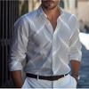 Новая мужская линия в стиле business casual, рубашка с 3D-принтом, формальная, весенне-летняя, с лацканами, с длинным рукавом, размеры XS-5XL, рубашка из эластичной ткани, 2024
