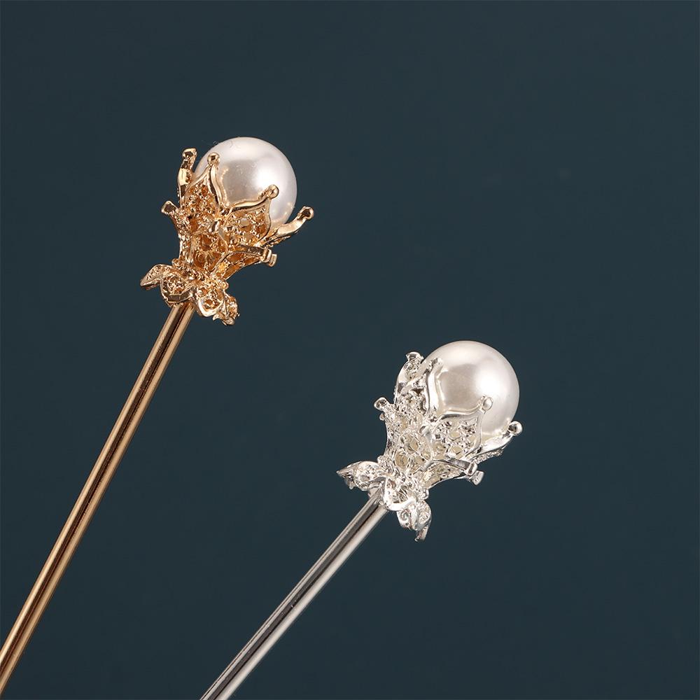 Lady Gold Silver Color Headwear Chinese Style Pearl Hairpin Hair Accessories Hair Clip Hair Sticks