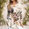 Ladies Plus Size Long Sleeve Casual Tee Metal Ring Neck Feature For Everyday Casual Styling