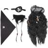 Black Pirate Fake Beard Moustache Set Wig Headscarf False Braided Beard for Halloween