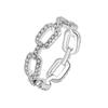Full Paved Zircon Chain Link Ring For Women Fashionable Luxury Statement Index Finger Jewelry Trendy Personalized