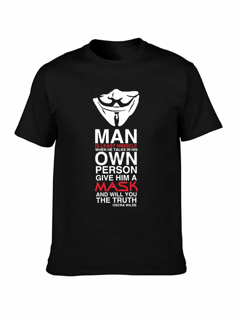 Новая летняя футболка V for Vendetta с маской Гая Фокса Анонимного Мужская футболка с круглым вырезом с коротким рукавом Подростковые футболки Топы Мужская одежда