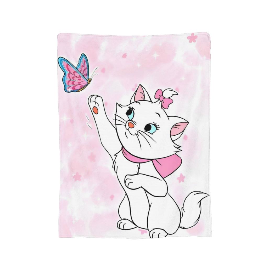 Aristocats Marie Cat Blankets Cartoon Flannel Funny Warm Throw Blankets for Bedspread Winter,