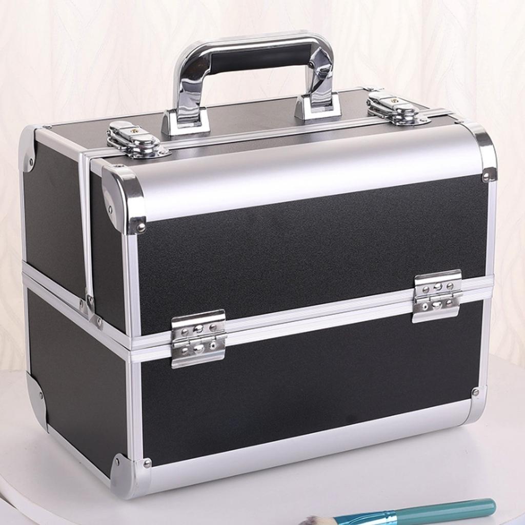 Portable Lockable Aluminium Hard Make Up Travel Storage Box, Cosmetic Beauty Vanity Case, Organiser, Large Capacity Toolbox Case