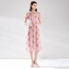 Summer Fashion Lapel Embroidered Plum Blossom Commuting Mid Length Skirt Slim Fit Short Sleeved Lace Dress