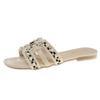 Xiaoxiangfeng flat-bottomed slippers women's outer wear 2025 summer new soft-bottomed fairy versatile pearl seaside sandals