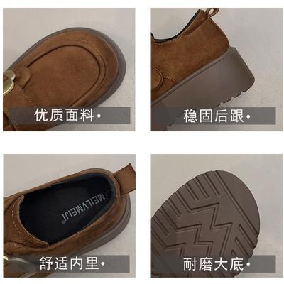 Простой ветер толстая подошва увеличивающая рост женские осенние новые универсальные нишевого дизайна туфли на одном педале