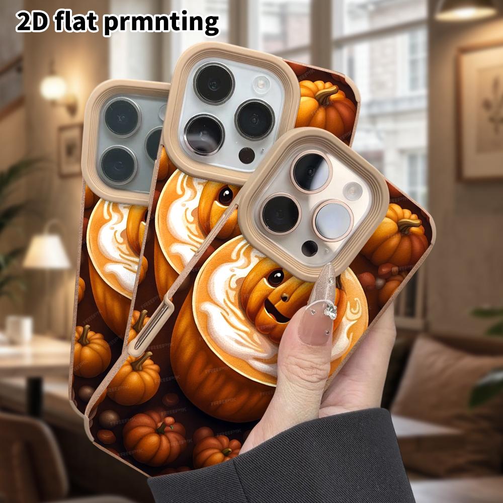 Phone Case: Lambskin 2D Flat Samsung Galaxy A34 A35 M05 M06 S20 S22 S21 FE Plus 5G Protective Case, Pumpkin Latte, Christmas and Halloween Gift