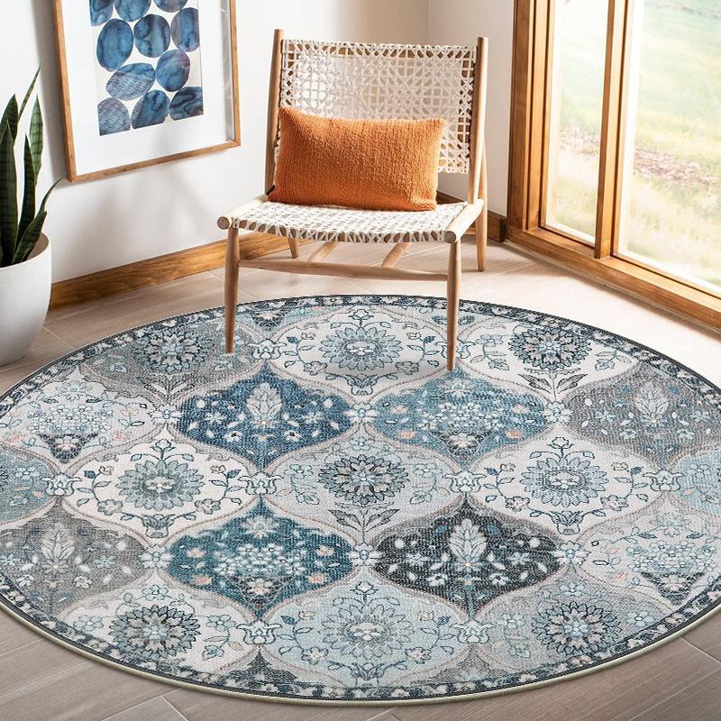 Bohemian Round Carpet Living Room Bedroom Meeting Room Non-slip Soft Rug Children's Room Retro Floor Mat Home Decoration