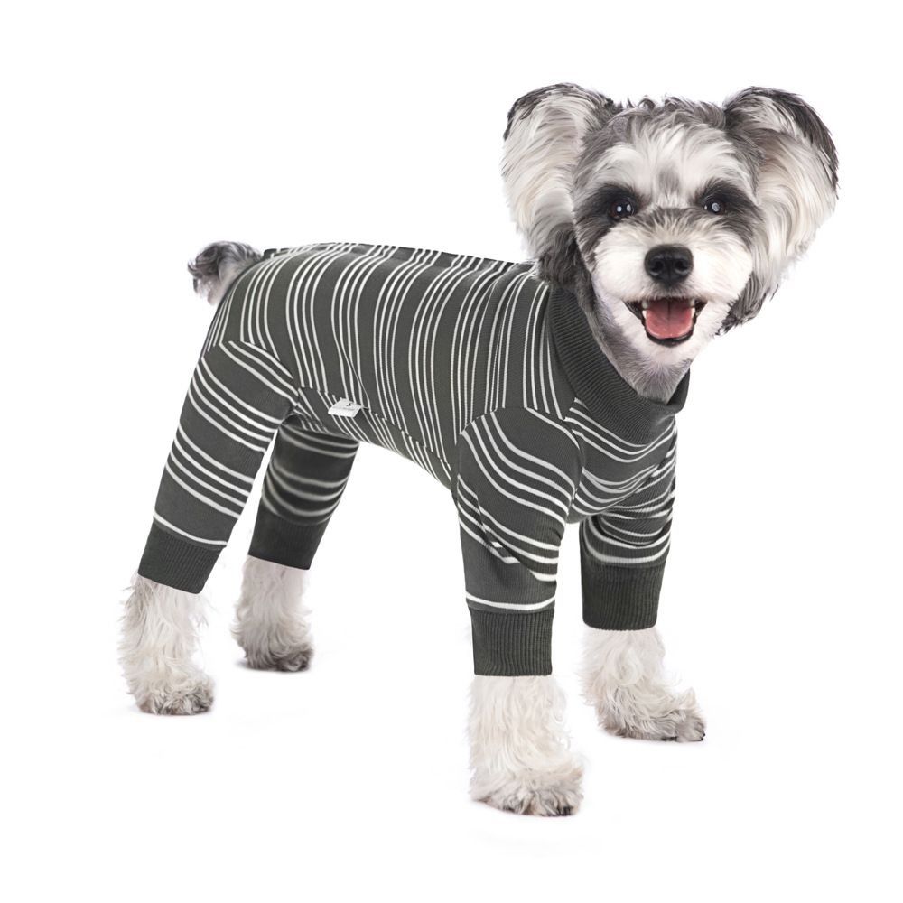 Polyester Puppy Stripes Jumpsuits Four-legged Dog Pajamas Practical Pet Dog Clothes Autum