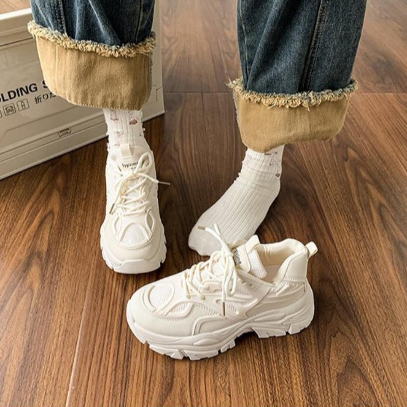 Мода 2024 Осень Новые женские кроссовки Модные массивные кроссовки для бега Женские однотонные кроссовки на шнуровке Теннисные туфли Zapatillas De Mujer