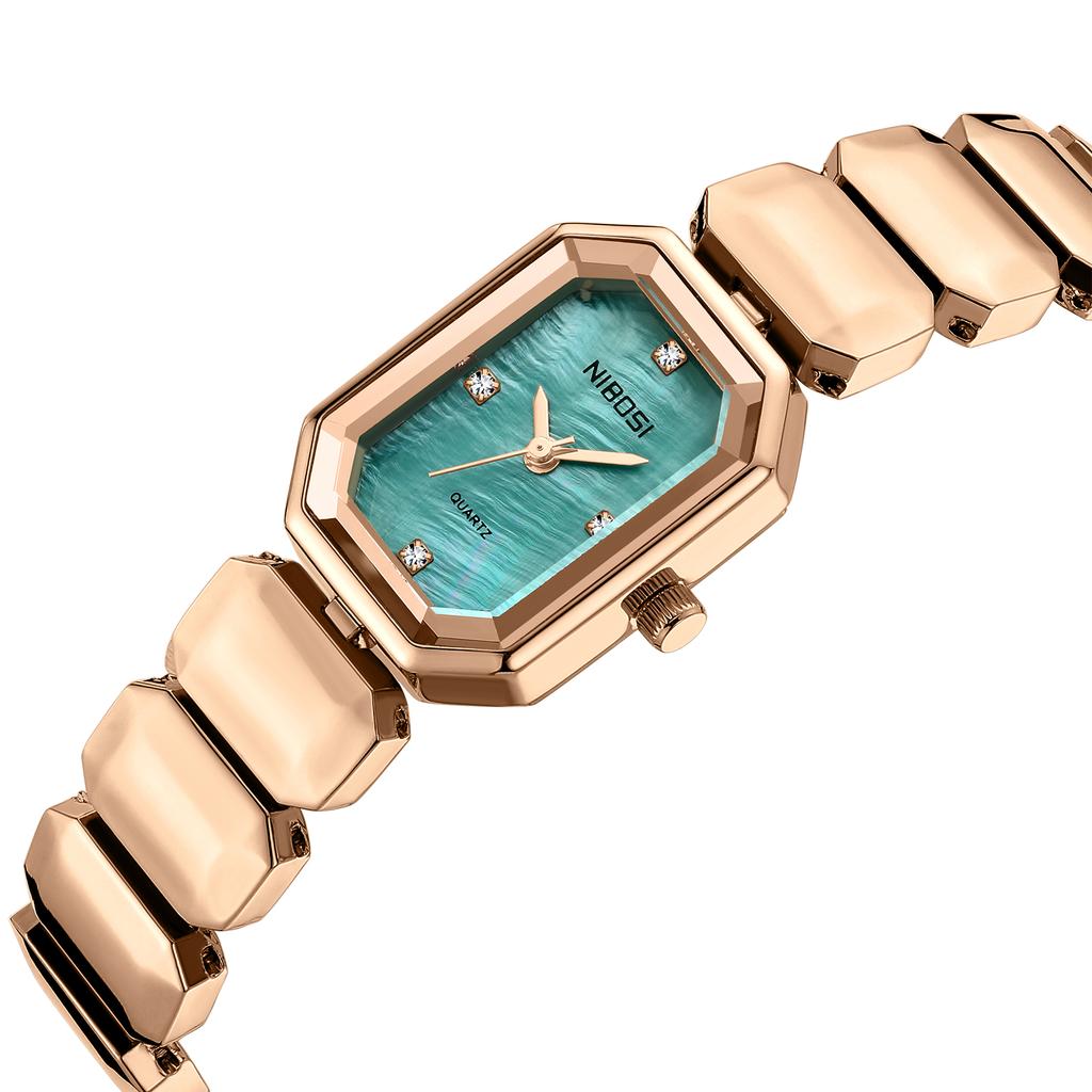 NIBOSI Элегантные водонепроницаемые женские кварцевые часы из нержавеющей стали с прямоугольным циферблатом и датой наручные часы для женщин с бриллиантами наручные часы