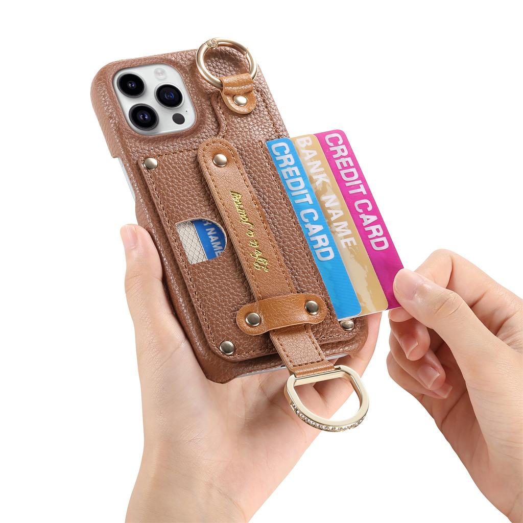 Wrist Strap Ring Stand Phone Case for IPhone 13 12 Mini 16 15 14 11 Pro Max XS XR 7 8 Plus Leather Wallet with Card Holder Cover