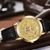 Luxury Men Watches Hollow-out Business Men's Quartz Wristwatch Luminous Waterproof Calendar Quartz Leather Band Watch for man