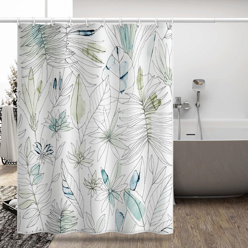 Bathroom Thickened Waterproof Curtain Mildew Proof Shower Curtain Shower Partition Curtain Shower Curtain Bathroom Curtain Free Perforation