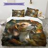 Beagle and Leaves Pattern Bedding Home Decoration Birthday Gift (1 * duvet cover + 2 * pillowcase, without core)