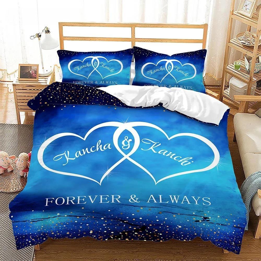 Пододеяльник для пары Романтический узор любви влюбленных Розовый комплект постельного белья Зимний Односпальный/двуспальный Пододеяльник Комплект для спальни Бесплатная доставка