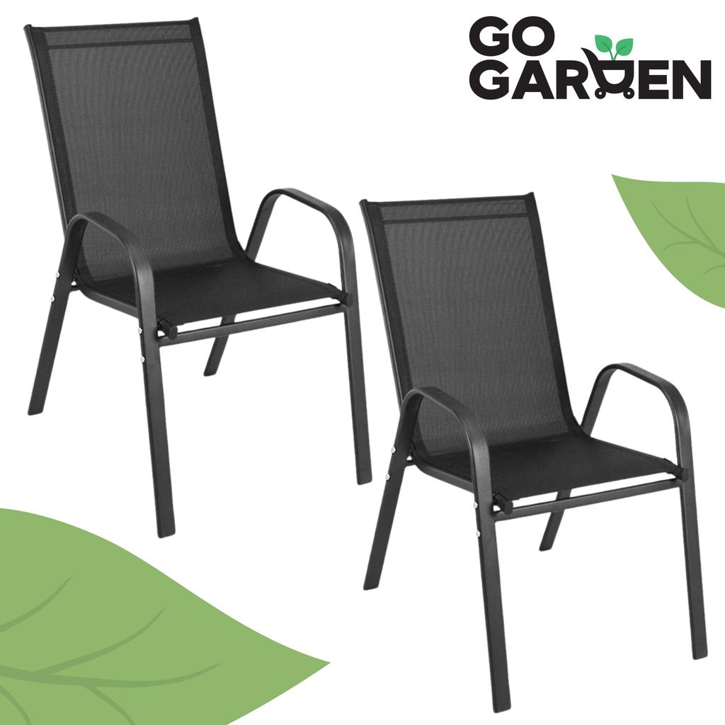 Black metal garden chair, 2 pieces
