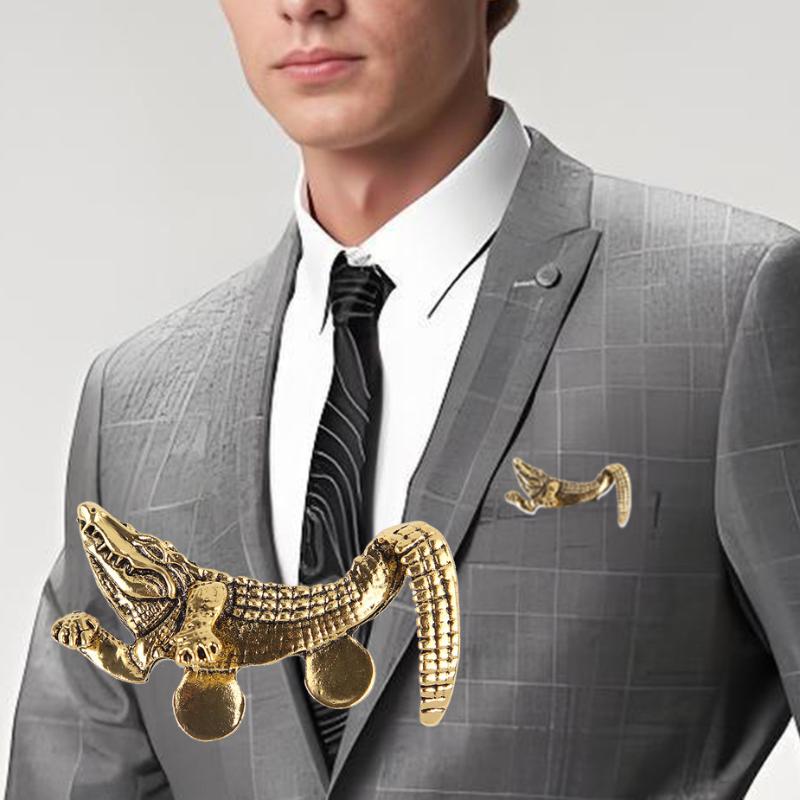 NEW Vintage Animal Crocodile Octopus Shaped Men's Suit Lapel Brooches Pin Classic Accessories For Men Coat Suits