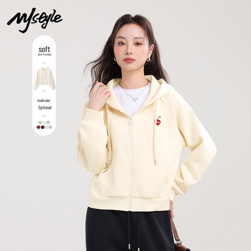 MJ STYLE Women's Casual Loose Fit Short Hooded Zip-Up Sweatshirt
