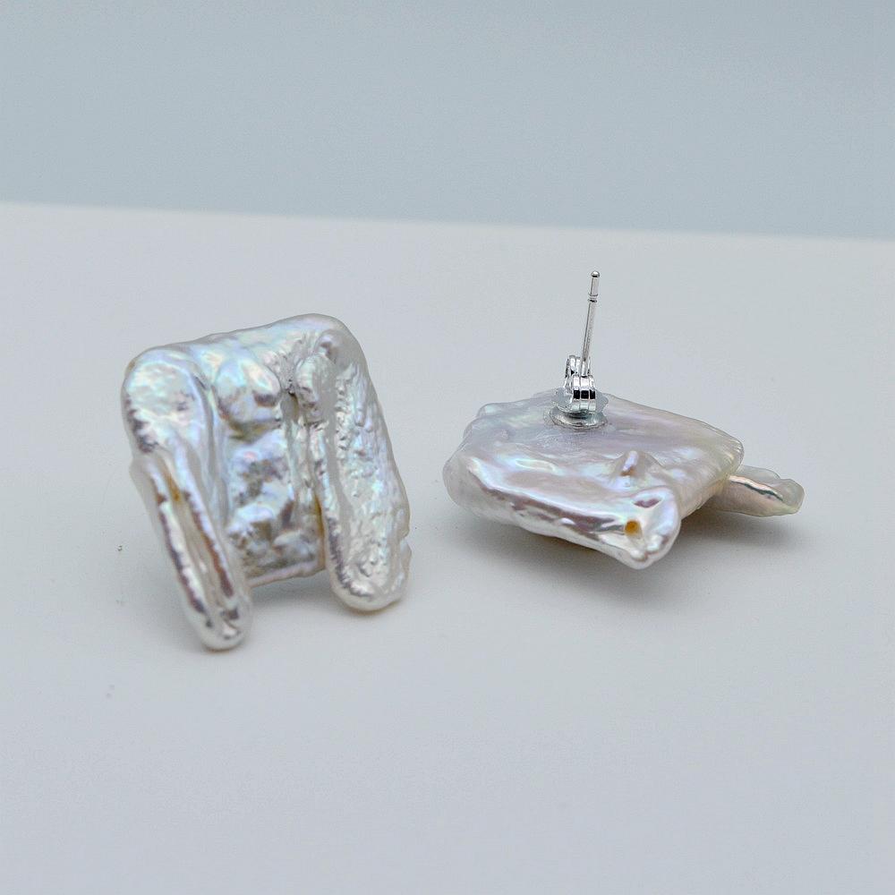 Серьги из натурального жемчуга в стиле барокко, белые серьги неправильной формы, большие жемчужные серьги, большие женские серебряные серьги, ювелирные изделия в стиле бохо