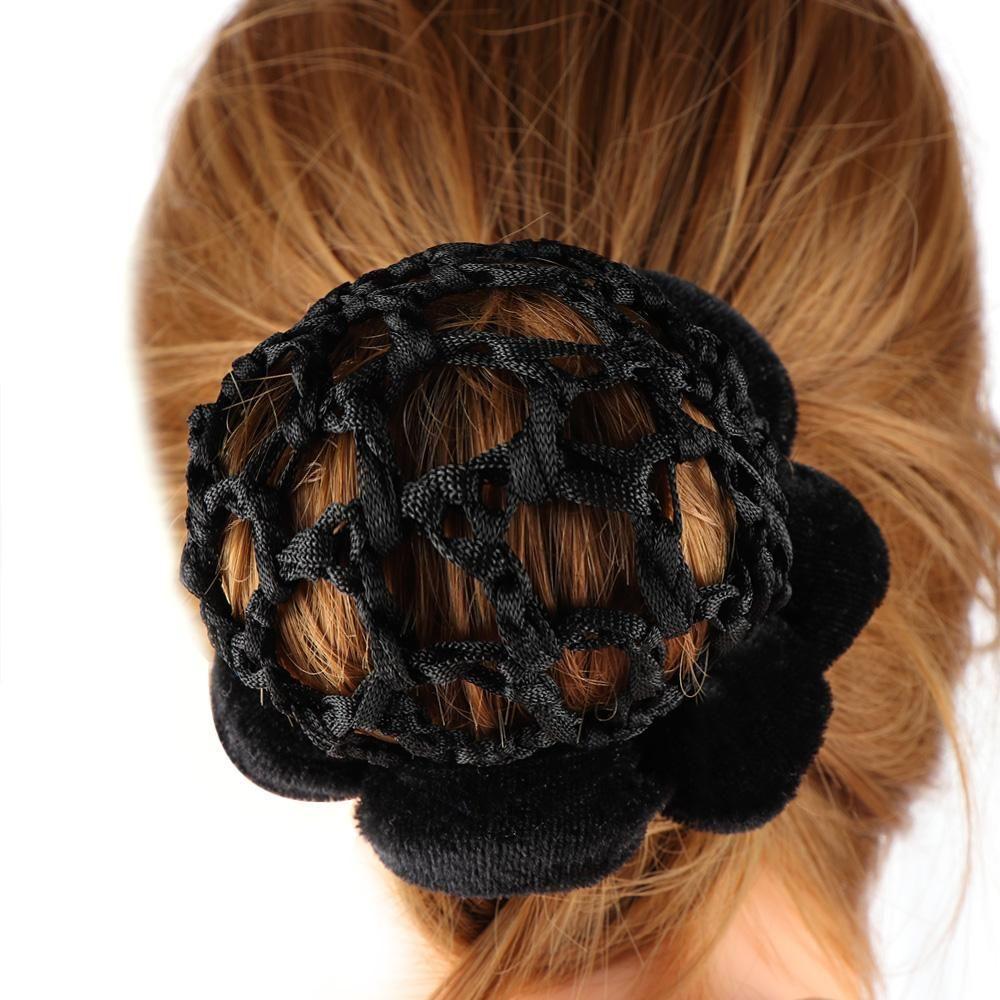 Fashion Lace Velet Edge Dance Skating Ballet Crochet Snood Hair Nets Bun Cover Updo Styling Tool
