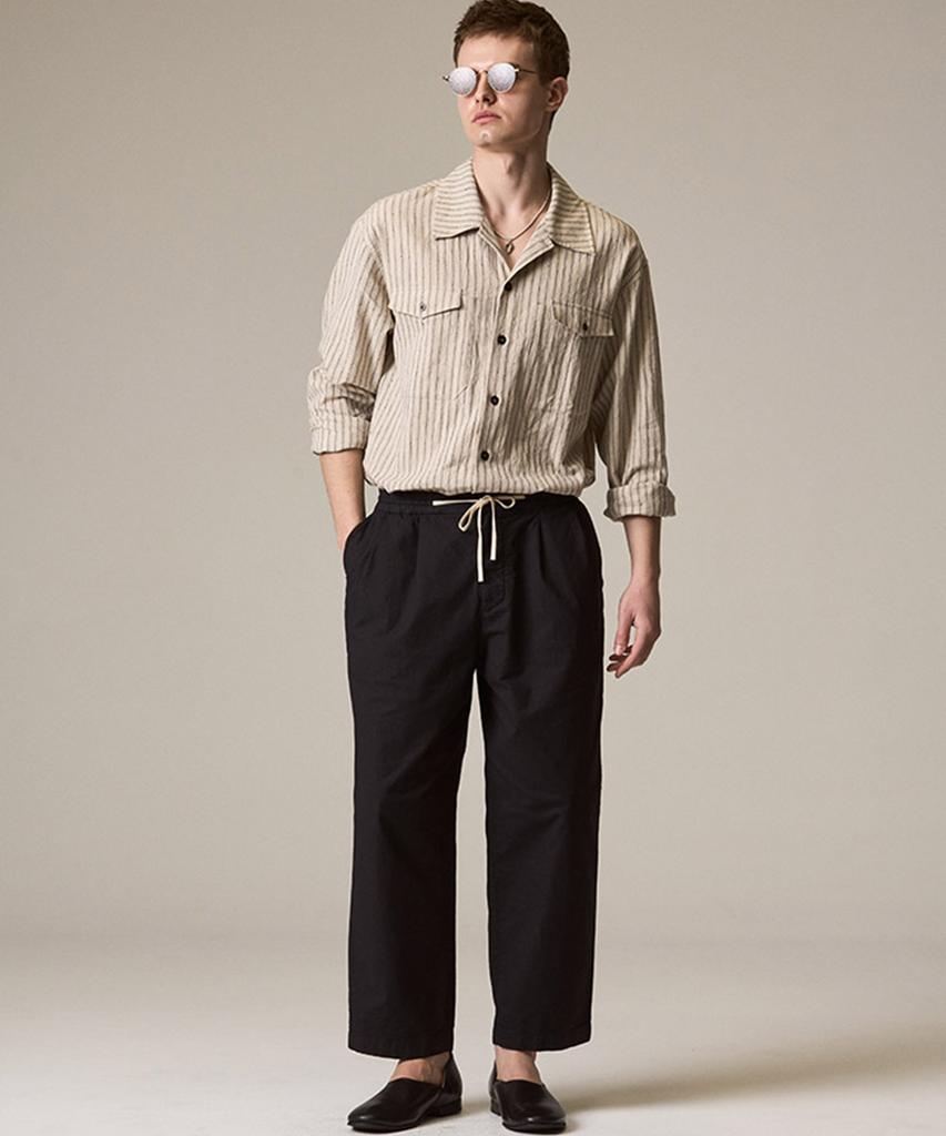 Лайеуэнаэнбилллу Рабочая рубашка-overshirt Льняная в полоску