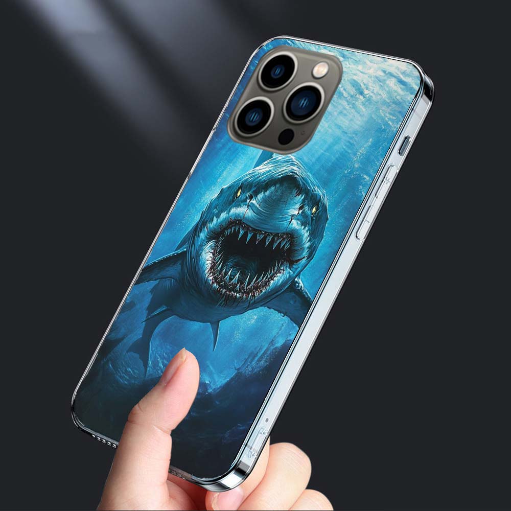Чехол для телефона 'Пасть Глубоководной Злой Акулы' Для iPhone 16E 15 Pro 14 Plus 17E 16 17 Pro Max Air 11 12 13 Mini Ударопрочный