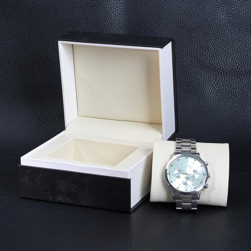 New PU Leather Threaded Square Watch Box Single Watch Case Portable Travel Watch Storage Box Scratch-Resistant Gift Watch Box