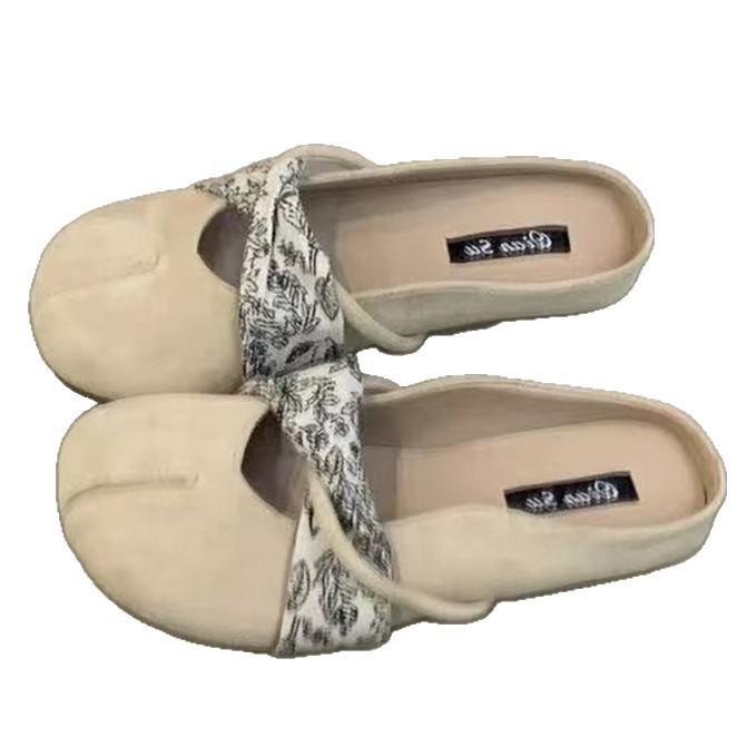 2025 весна и лето повседневные мюли, прохладные тапочки, французская сетка, полутапочки, женские красные конверты, новая уличная обувь, ленивые на один шаг