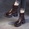 Leather Thick-soled Martin Boots for Women, Velvet To Keep Warm In Autumn and Winter, Korean Version of Retro Versatile Small Man, Light and Heighteni