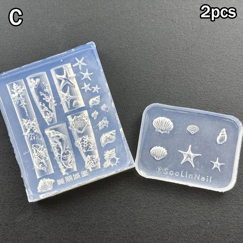 3D Силиконовая Резная Ракушка Раковина Форма для Нейл-арта в Океанском Стиле Мягкий Силикон Шаблон для Дизайна Ногтей DIY Аксессуары для Ногтей для Салона