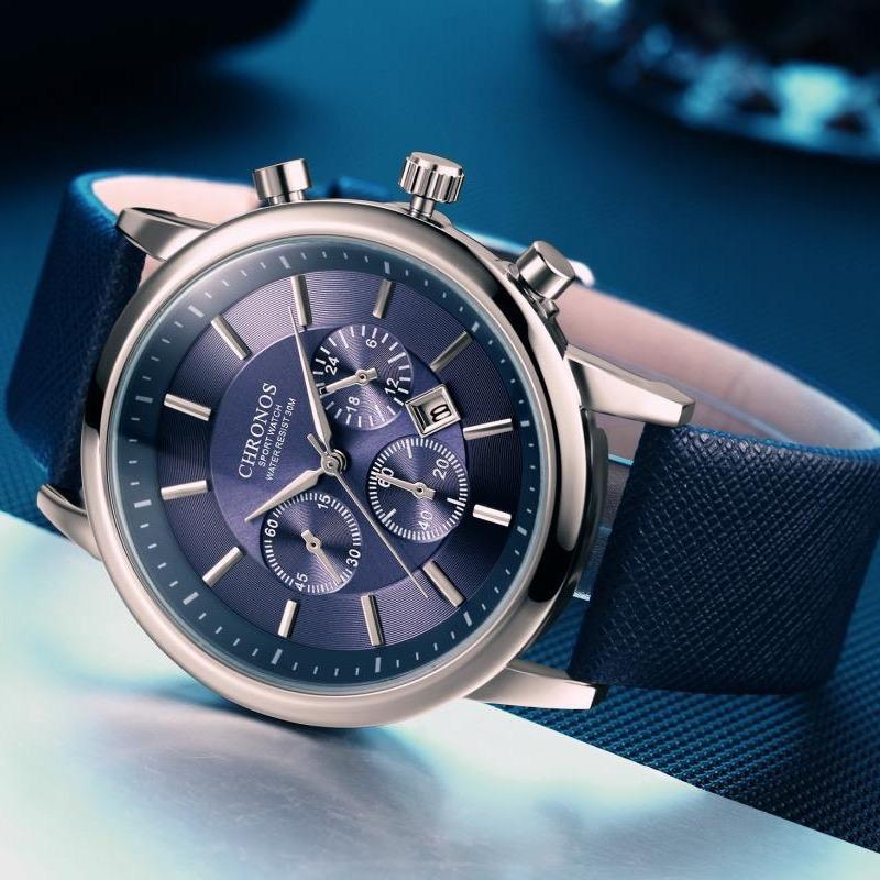 Брендовые часы CHRONOS, мужские часы, лучшие роскошные мужские часы, спортивные часы с автоматической датой