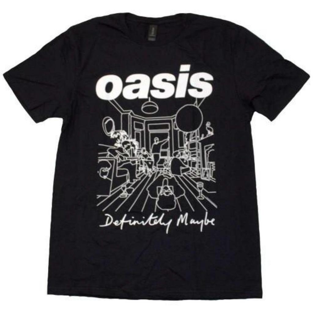 Oasis Унисекс Взрослая Футболка с Рисунком Линией Definitely Maybe