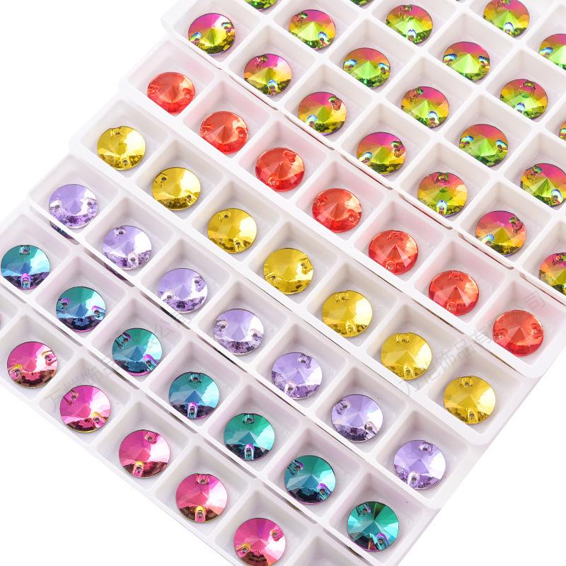 Gold Bottom Glass Hand Sewn Drill Satellite Double Hole, Flat Bottom Double Buckle Hand Sewn Drill Diy Clothing Accessories Accessories Rhinestone