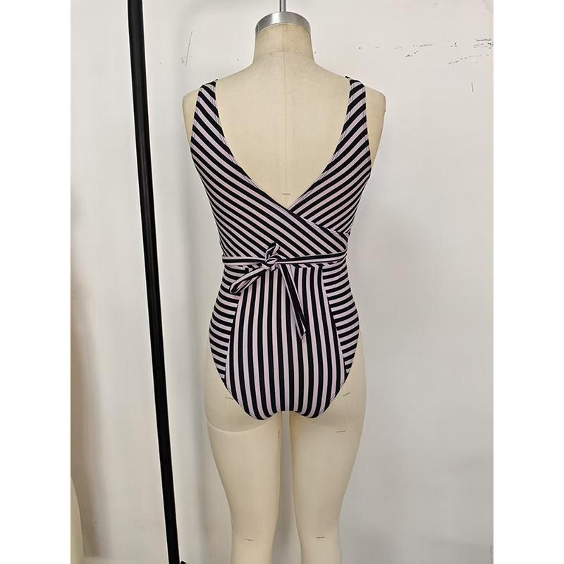 Полосатый цельный купальник, винтажный купальник, женский купальный костюм с v-образным вырезом, женский летний пляжный костюм, боди