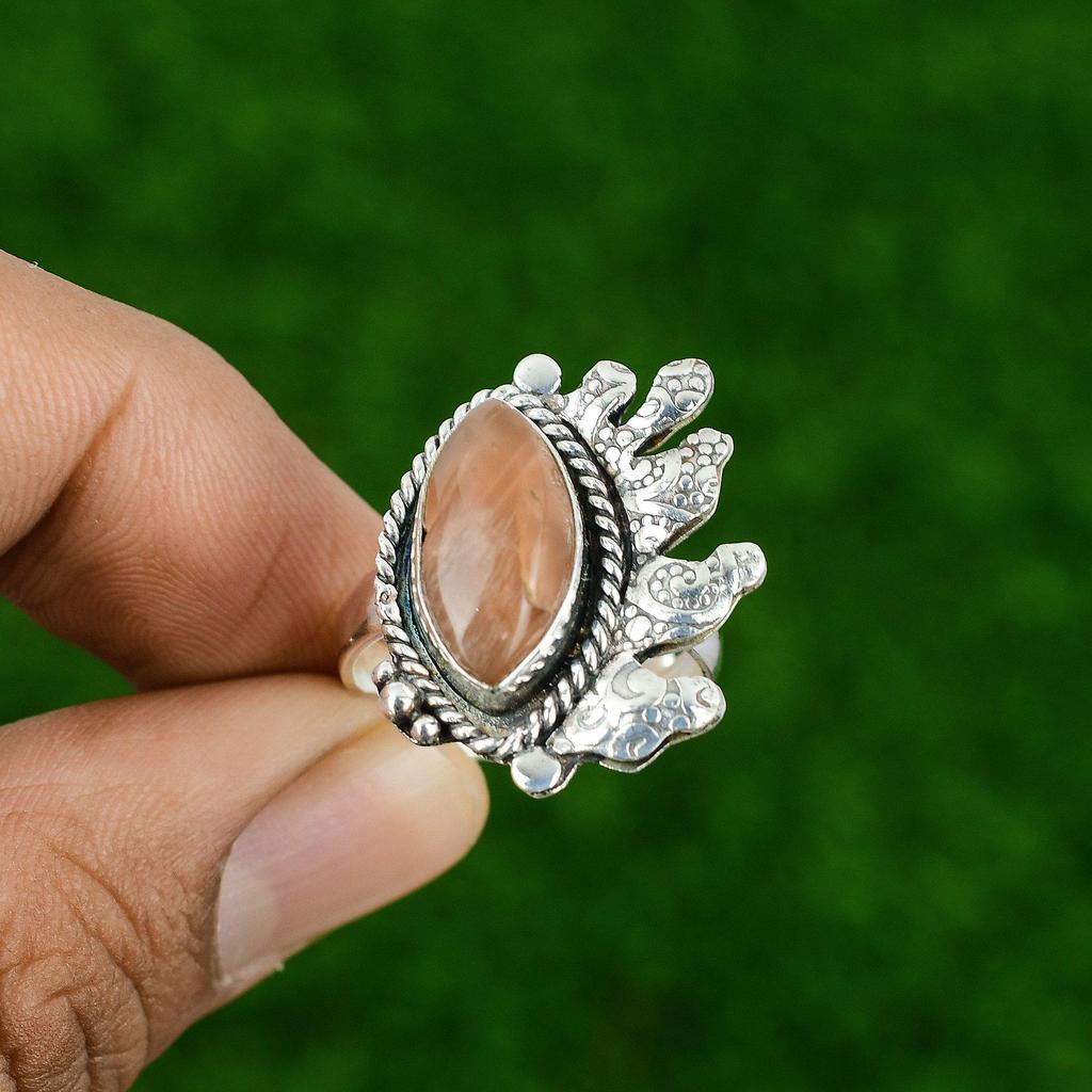 Anniversary Gift For Her Natural Moonstone Promise Adjustable Ring 925 Silver