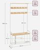 VASAGLE HSR409W09 Coat Rack with 9 Hooks Shoe Bench Shelf 30 x 85 x 180.5 cm for Hallway Bedroom Small Apartments Modern Oak White