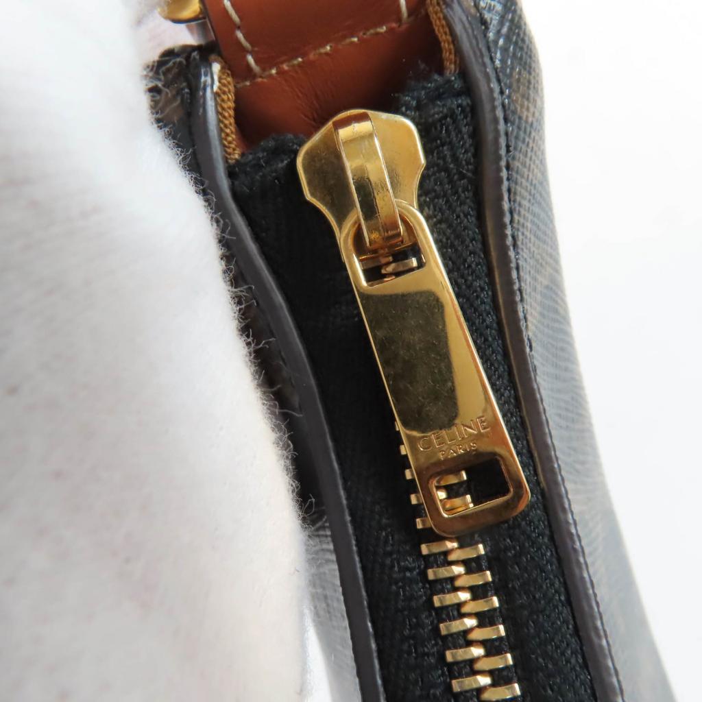 Celine Handbag Ava Triomphe One Shoulder Bag Leather Brown Coated Canvas 19395 Used