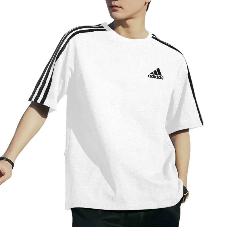 adidas Базовая однотонная хлопковая футболка с коротким рукавом Мужские топы KU3922