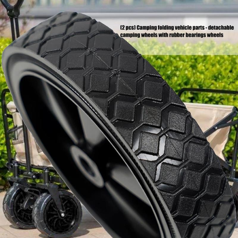 2 шт. Запасные колеса, подходящие для складных тележек для кемпинга, установка без инструментов, долговечность, резиновые шины, легкая сборка