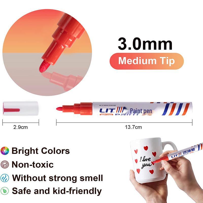 12-Color Waterproof Paint Touch-Up Pen - Durable, Easy Application, Fade-Resistant, and Industrial-Grade Oily Marker