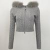 OFTBUY Мягкое зимнее натуральное лисье меховое осеннее теплое вязаное пальто короткая молния с капюшоном женская куртка повседневный свитер куртка тонкая женская элегантная оптовая продажа